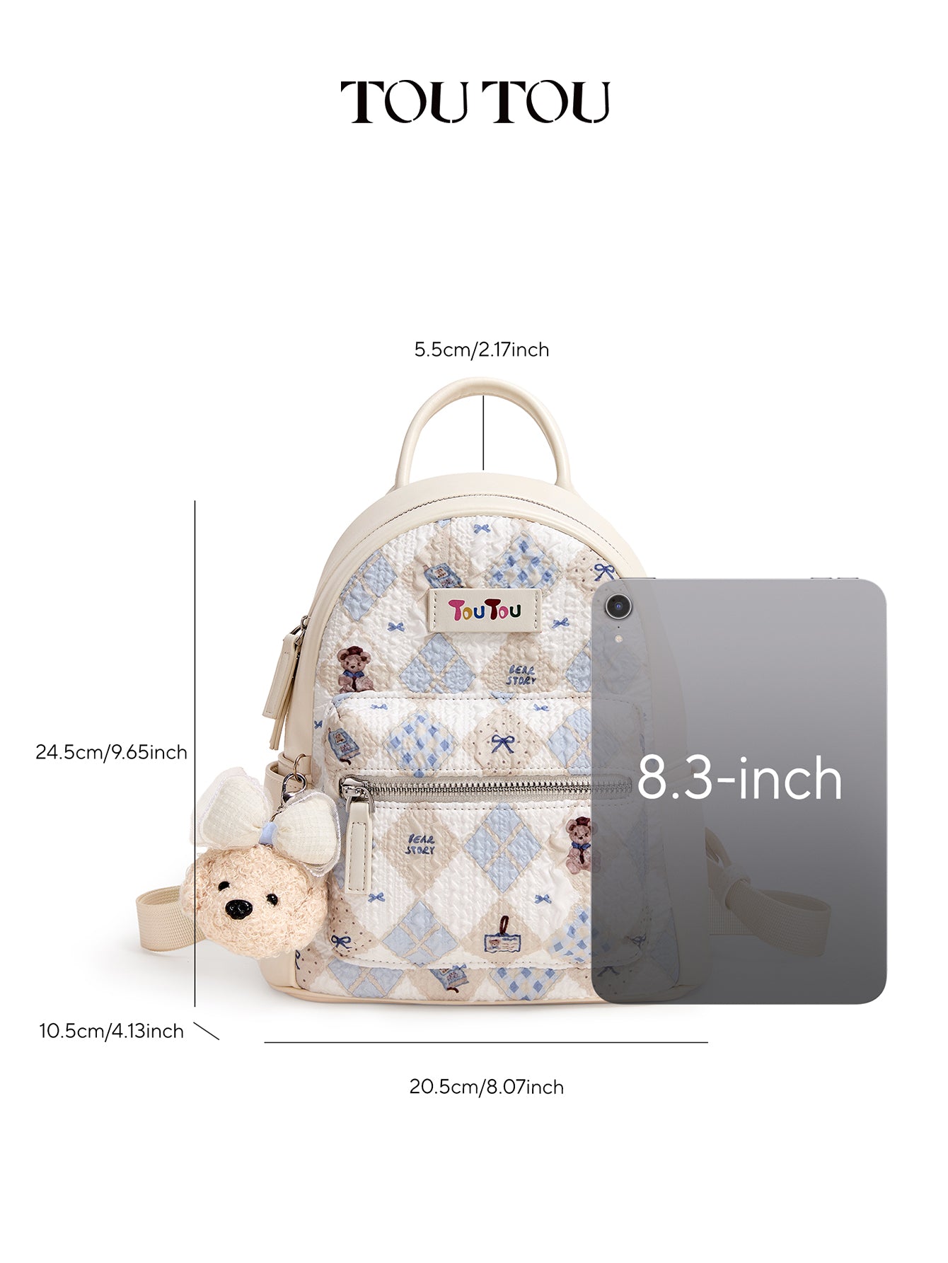 TOUTOU Plush - Pendant Quilted Backpack: Cute & Compact