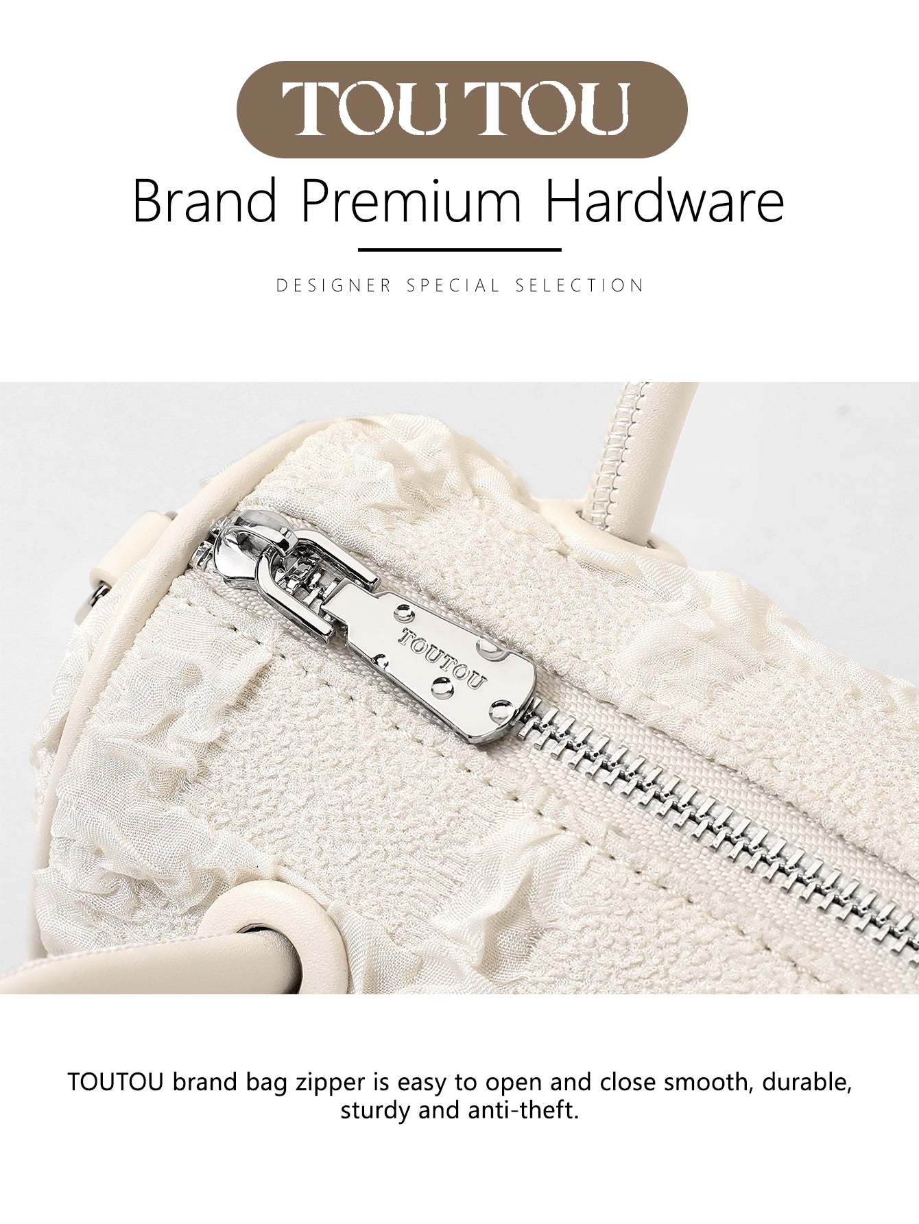 TOUTOU Mini White Barrel Bag: Lace - Trimmed & Pearl - Accented Elegance