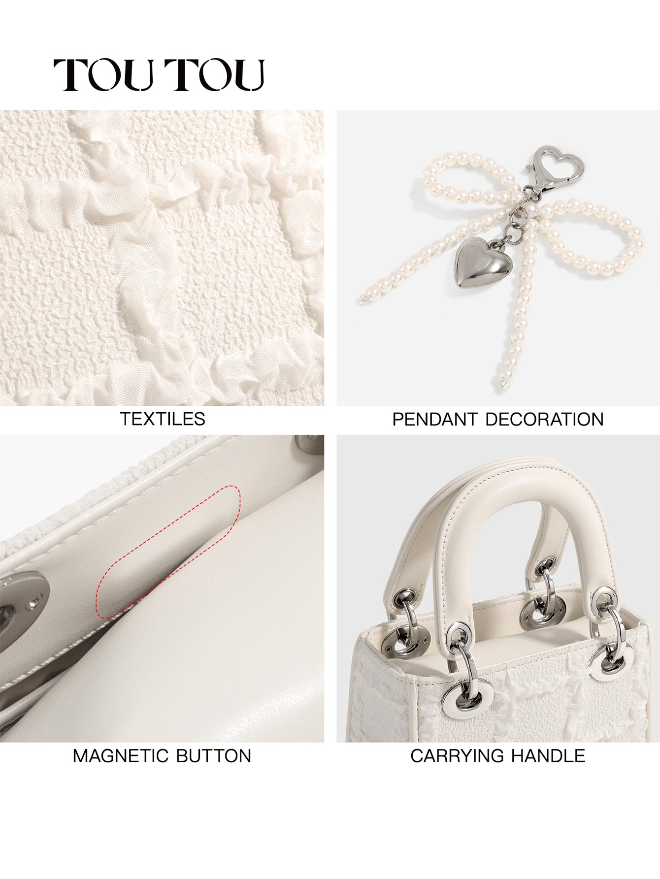 TOUTOU Textured Pearl - Decor Mini Handbag: Elegant & Dainty