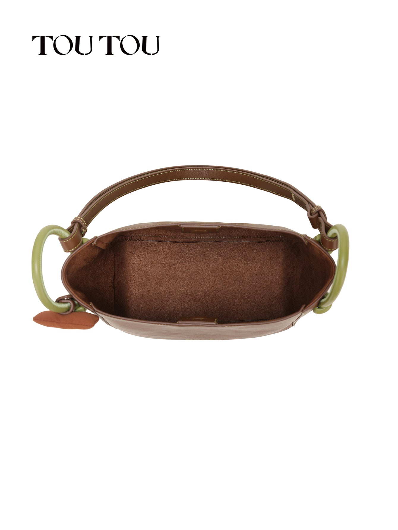 TOUTOU Brown Bucket Bag: Contrast - Color Handles & Versatile Carry