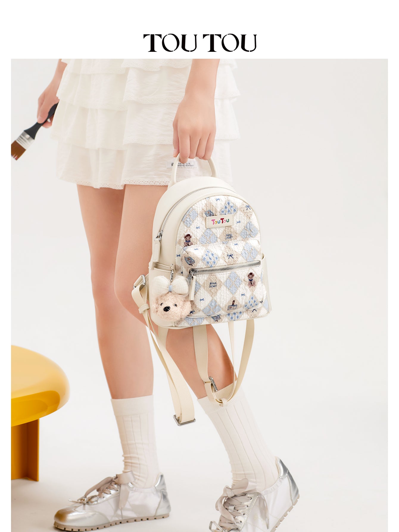 TOUTOU Plush - Pendant Quilted Backpack: Cute & Compact