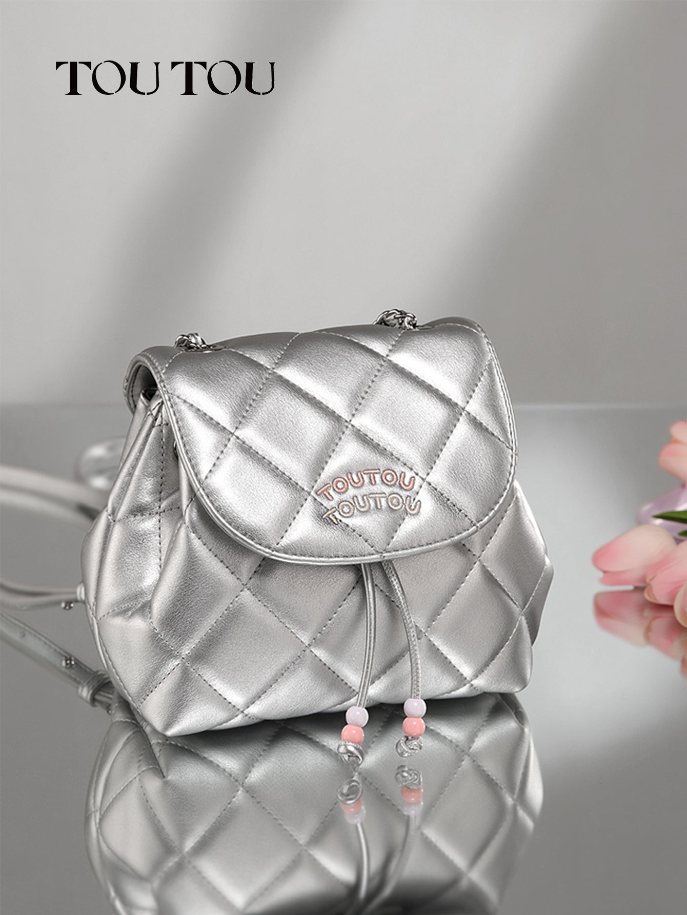 TOUTOU Quilted Mini Convertible Backpack - Faux Leather Bag with Chain Strap 40866