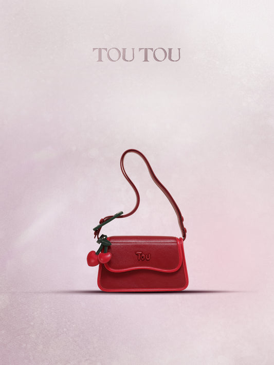 TOUTOU Red Cherry Decor Shoulder Bag: Chic & Playful Design