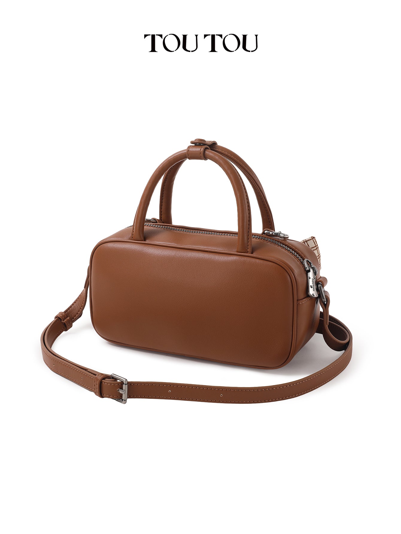 TOUTOU Cute Puppy Charm Crossbody Bag - Available in Smooth Leather or Soft Suede with Beaded Chain