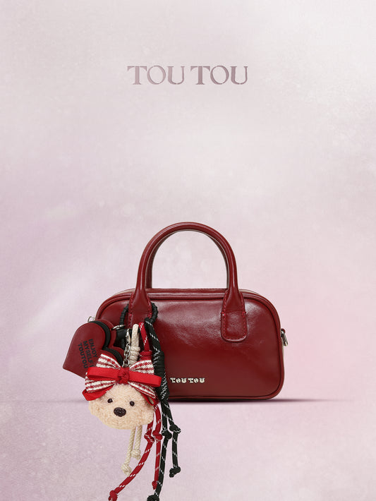 TOUTOU Cute Plush Bear Pendant Handbag - Microfiber Leather Crossbody Bag with Multiple Pockets