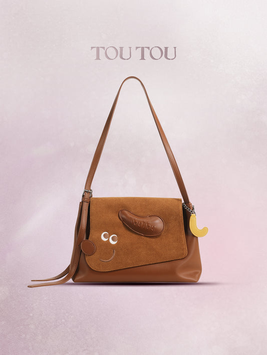 TOUTOU Cute Puppy Crossbody Bag for Women - Adjustable Strap, Microfiber Leather & Suede Shoulder Bag