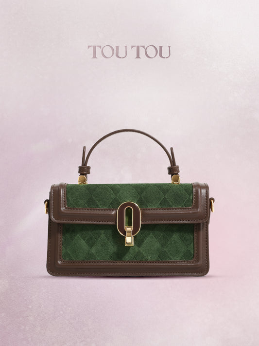 TOUTOU Suede - Paneled Top - Handbag: Retro - Chic Elegance