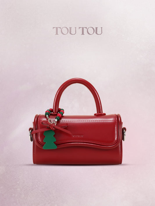 TOUTOU Christmas Tree Decor Faux Leather Handbag - Mini Top Handle & Crossbody Bag for Women